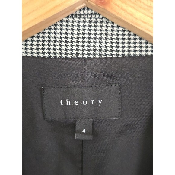 Theory Houndstooth Shrunken Blazer Womens Size 4 Office Work Career Black White - Picture 8 of 10